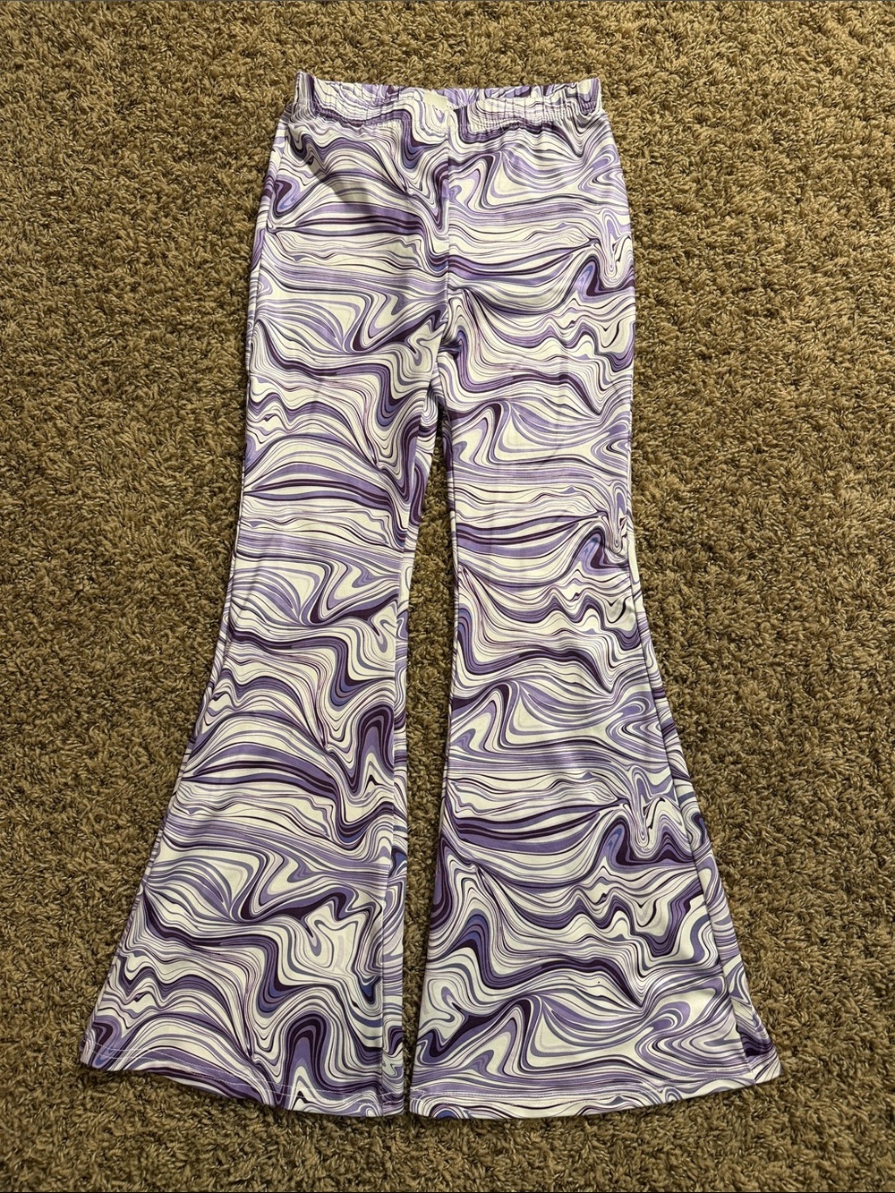 SHEIN Purple & White Marble Swirl Flare Leggings